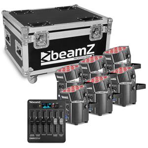 BeamZ Professional BeamZ BBP60 - 6 accu uplighters in flightcase met draadloze DMX