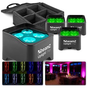 BeamZ BBP90 - Set van 4 BBP90 LED Uplighters met accu en tas