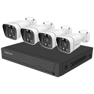Foscam FNA108E-B4-2T IP-Bewakingscameraset LAN 8-kanaals Met 4 cameras 3840 x 2160 Pixel