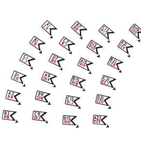 Fiftiesstore Wurlitzer Sticker Letters en Nummers Voor Platencarroussel 1900 / 2104 / 2304 / 2404 / 2504
