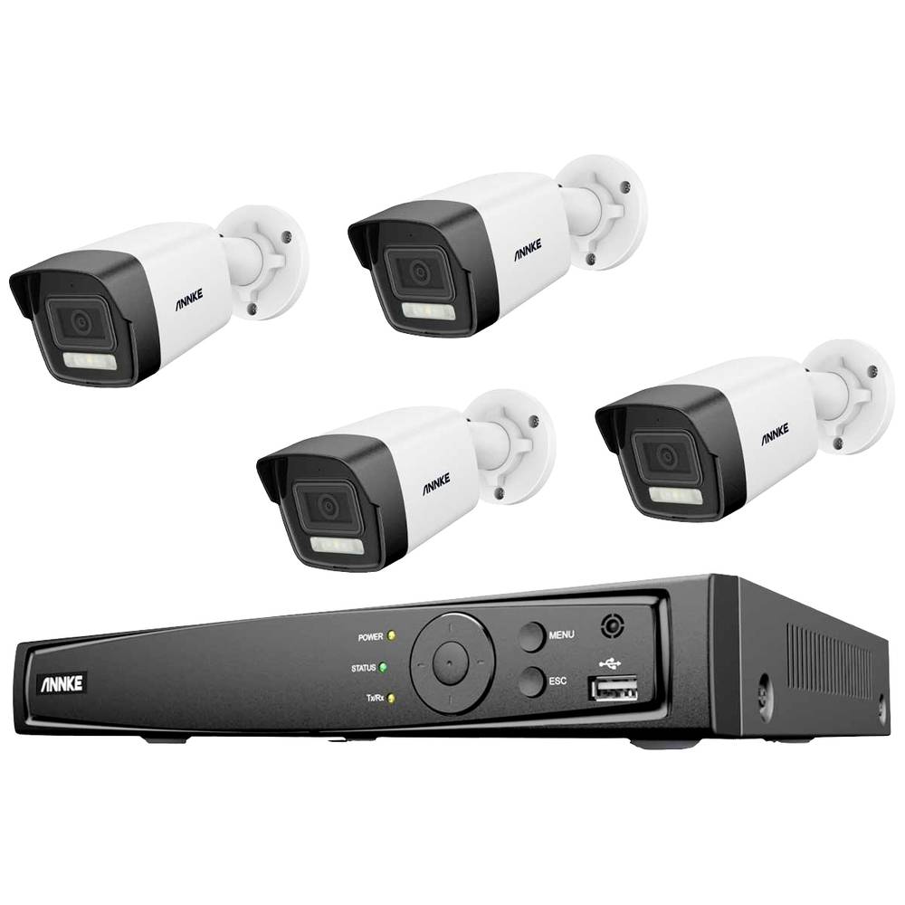Annke N48PAW+I91DD*4+2T IP-Bewakingscameraset LAN 8-kanaals Met 4 cameras 4096 x 3072 Pixel