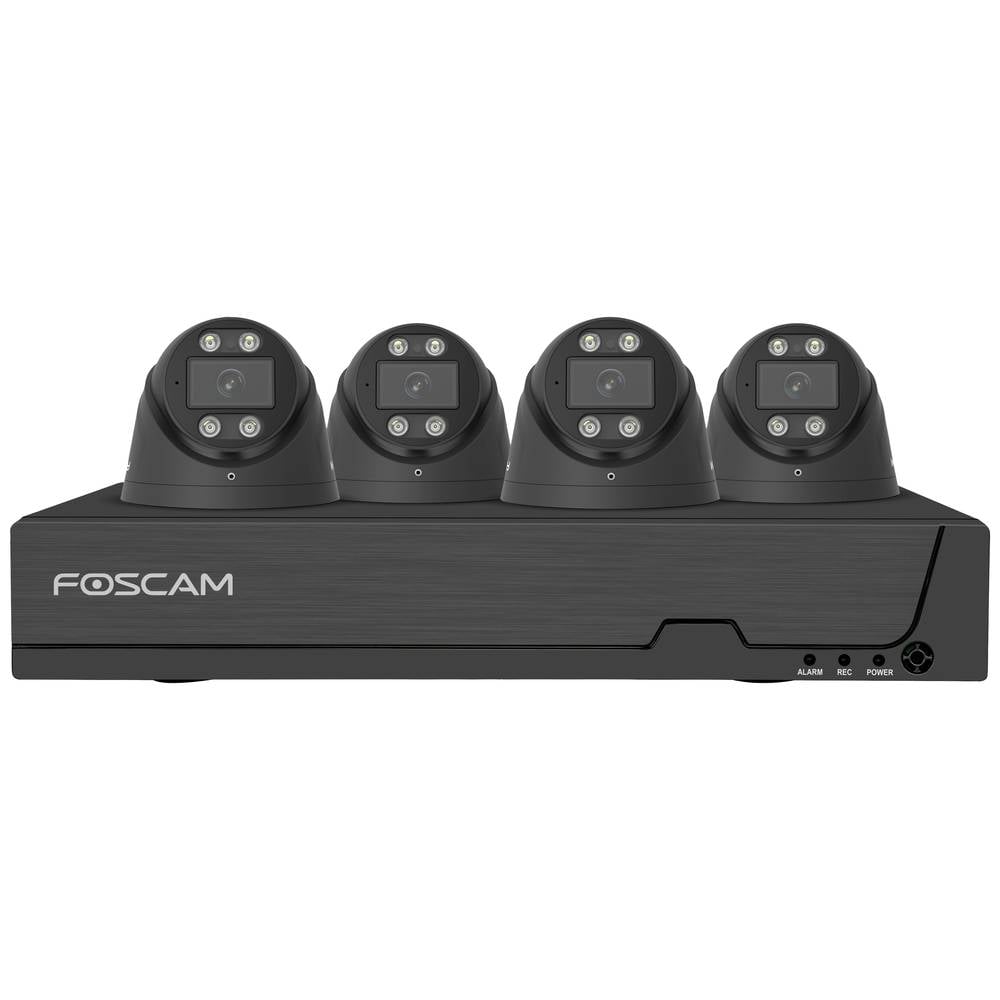 Foscam FN9108E-T4-2T black IP-Bewakingscameraset LAN 8-kanaals Met 4 cameras 3840 x 2160 Pixel