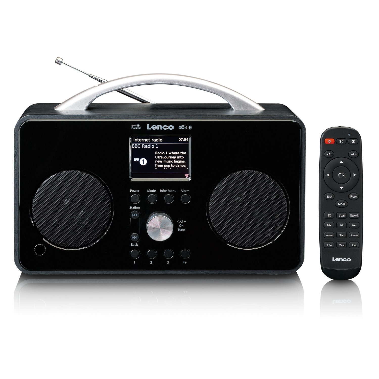 Lenco Internet-Radio PIR-645 mit DAB+/FM Radio, wiederaufladbarem Akku und Bluetooth, schwarz