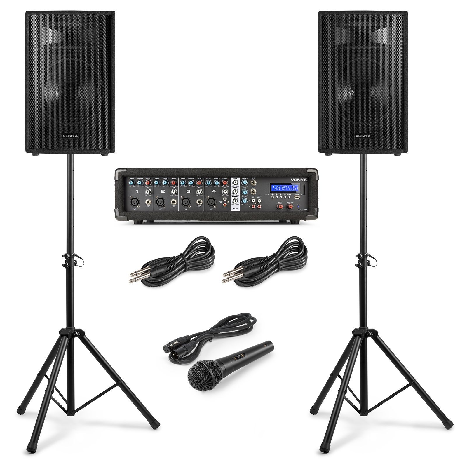 Vonyx VX210 Complete geluidsinstallatie voor zang - 2x 10 inch
