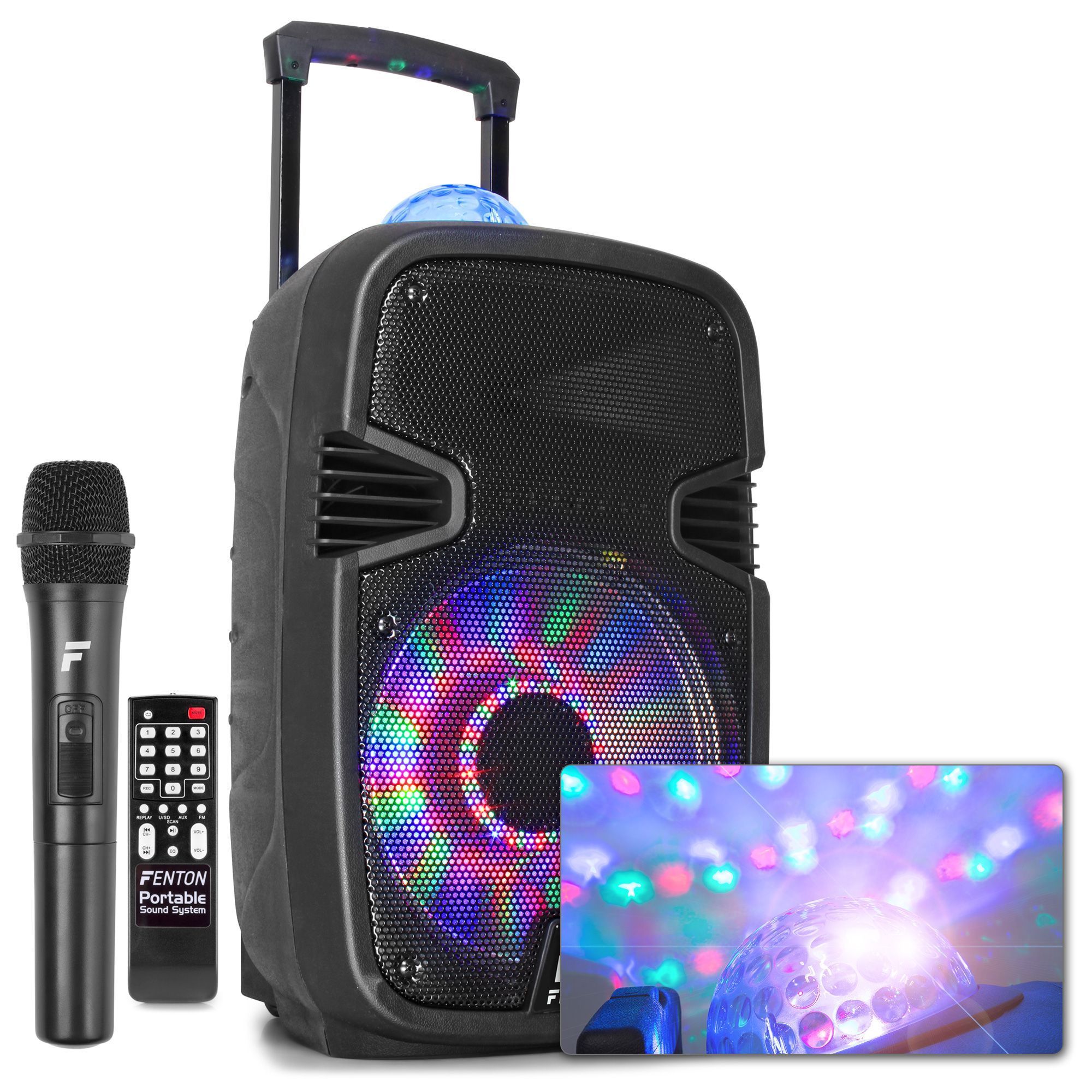 Fenton FT12JB accu karaoke speaker 700W 12 met LED lichteffecten