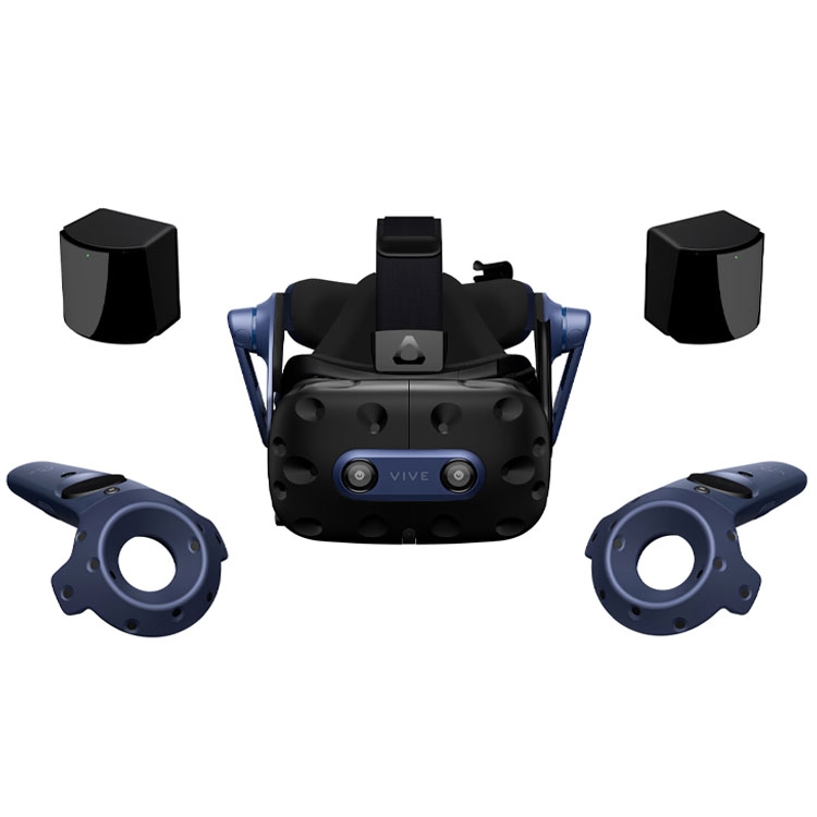 HTC VIVE PRO 2 Full Kit Virtual Reality Brille Schwarz (matt), Schwarz/Blau inkl. Controller, mit in