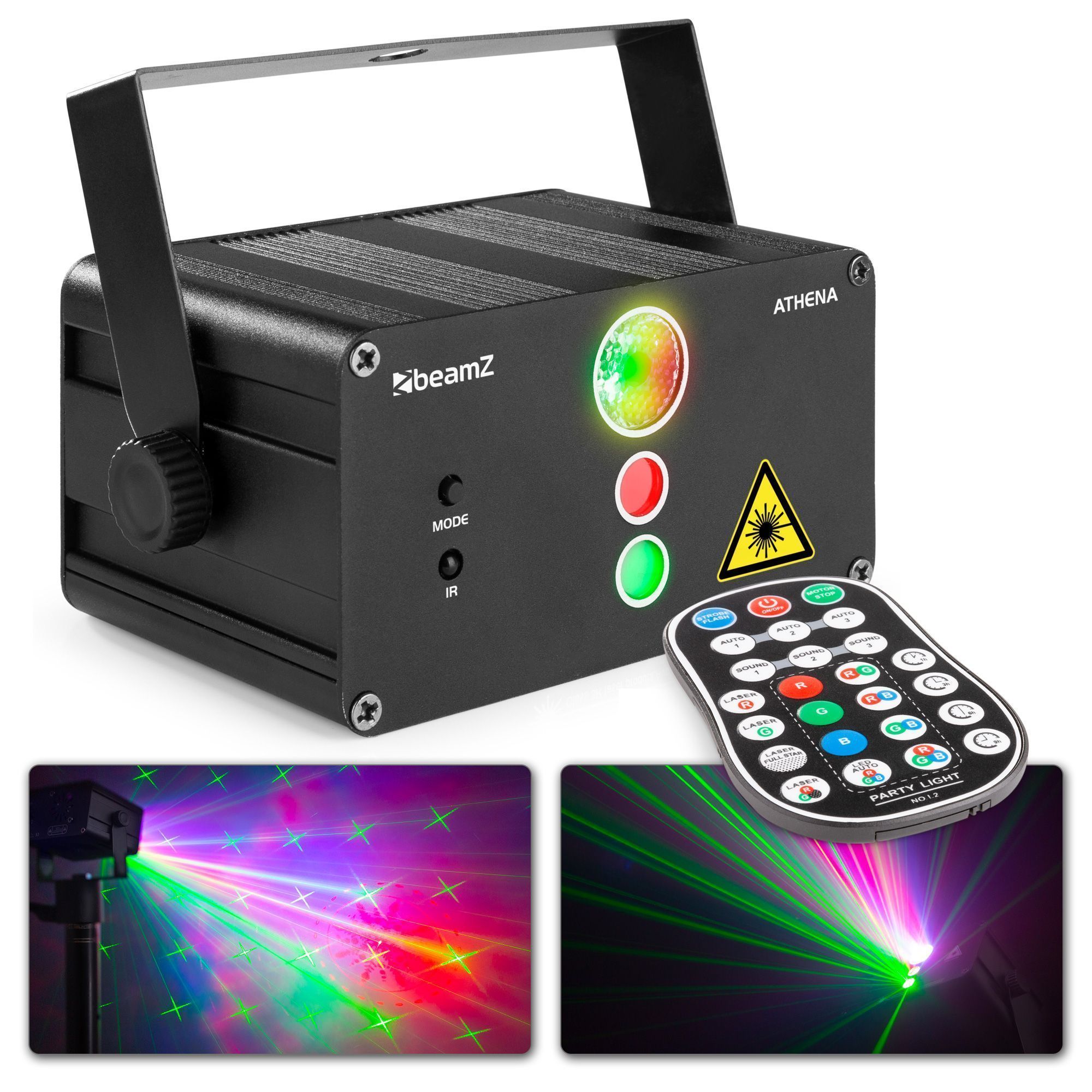 BeamZ Retourdeal -  Athena accu disco laser met 2 gobo lasers en