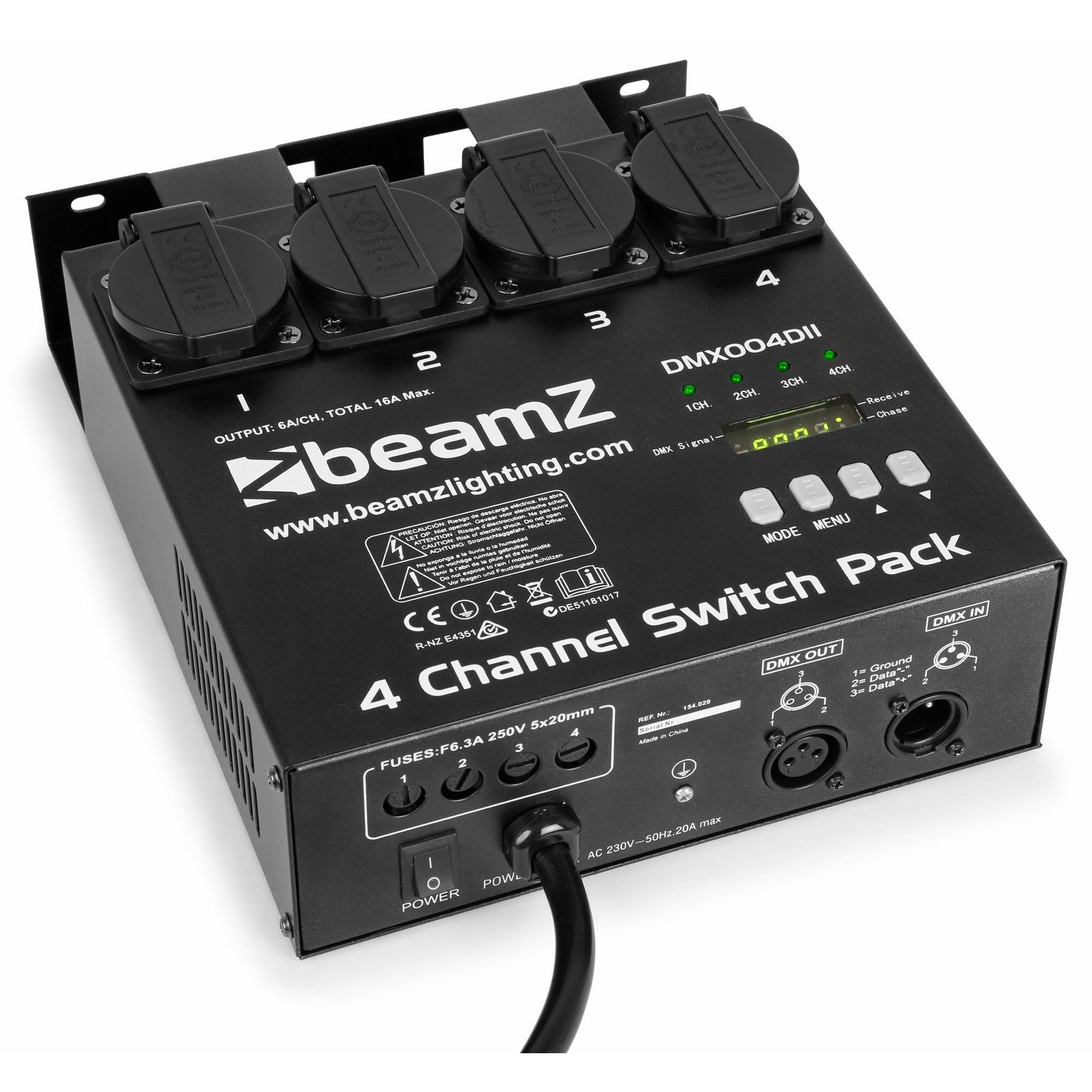 BeamZ Retourdeal - 4-Kanaals DMX switchpack