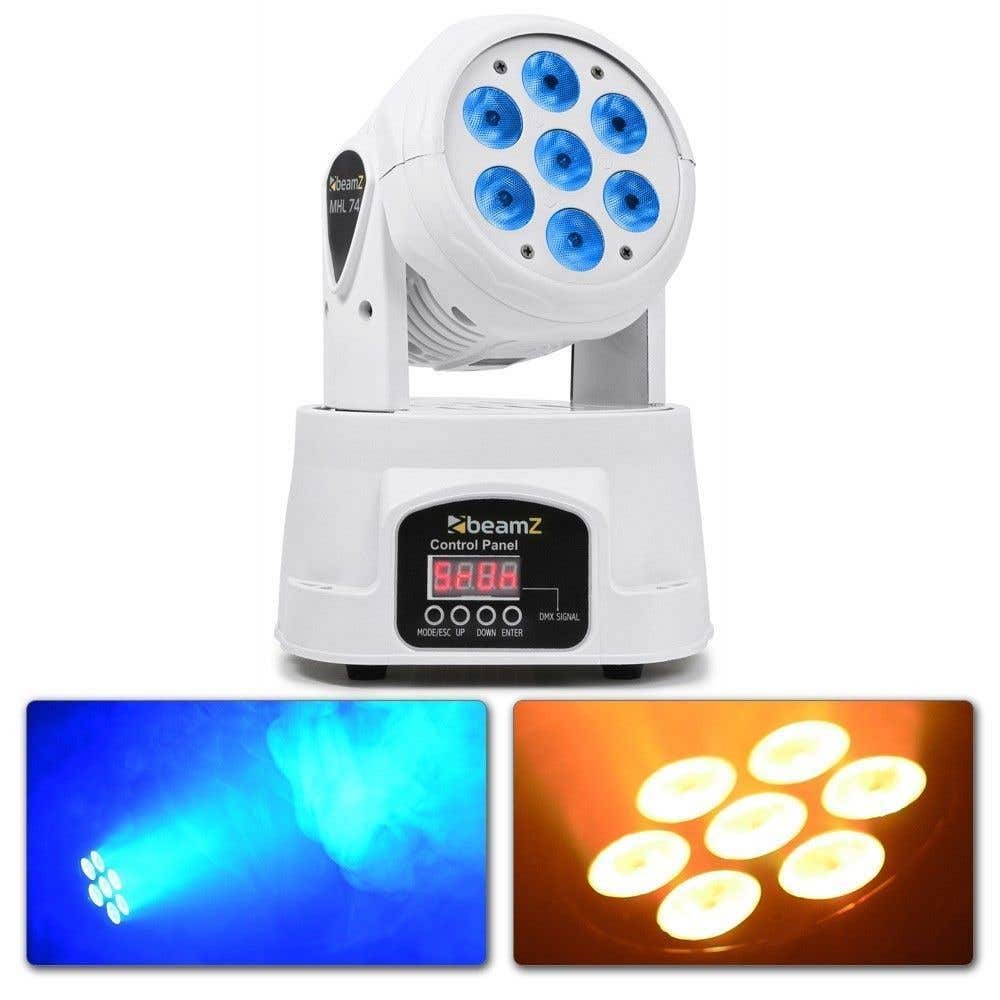 BeamZ Retourdeal -  MHL74 Movinghead Wash met 7x 10W Quad LEDs - WIT