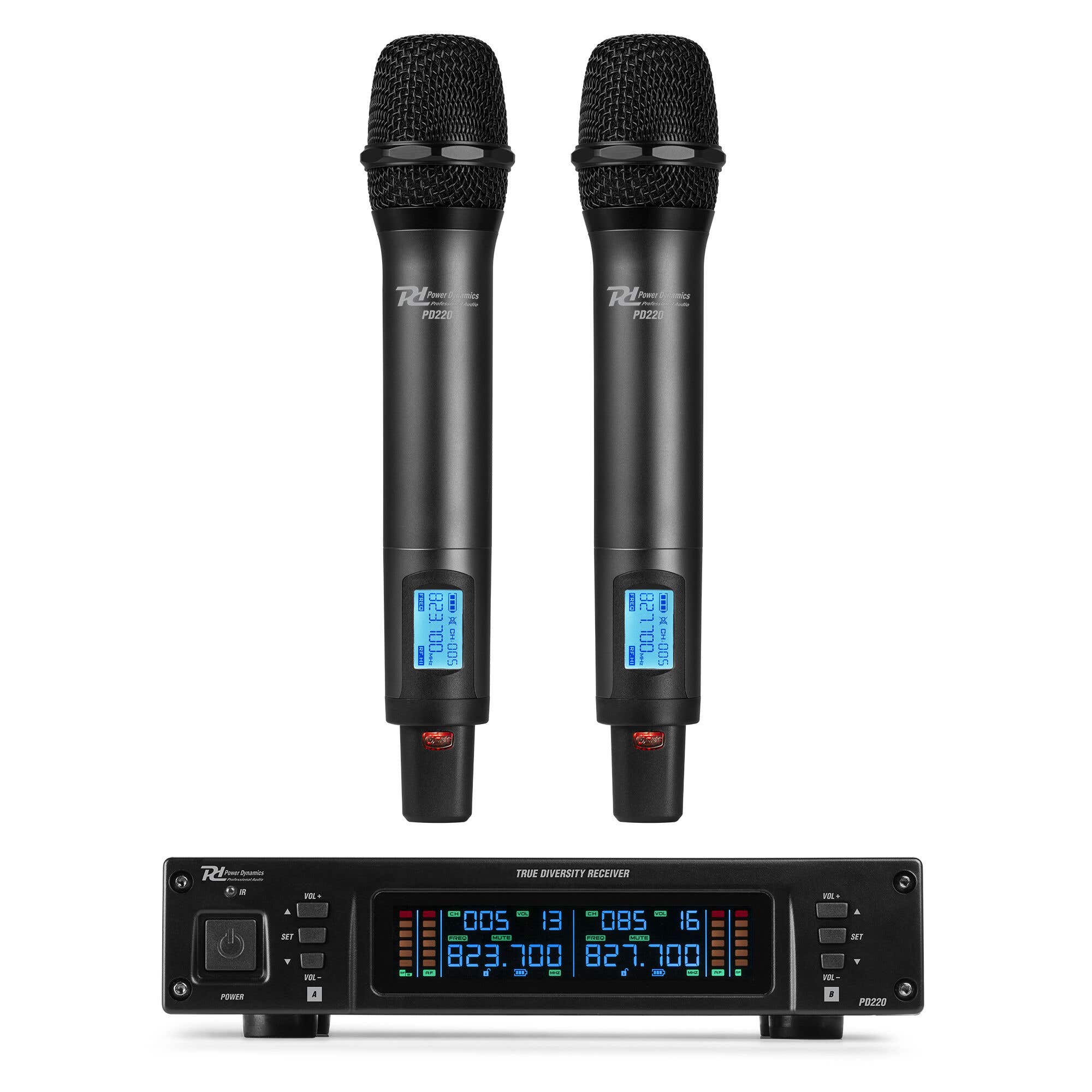 Power Dynamics PD220 UHF microfoonsysteem met 2 draadloze microfoons -