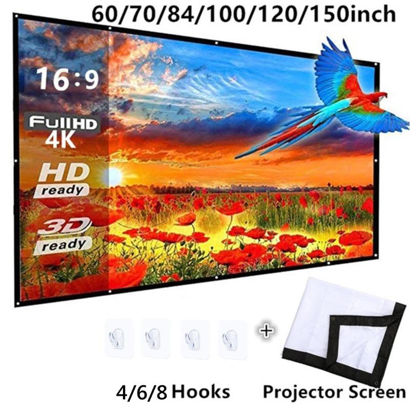 Huaqiang North Electronics 60 /70 /84 /100 /120 /150Inch Draagbaar projectorscherm HD 16:9 Diagonaal projectiescherm Opvouwbaar thuisbioscoop voor wandprojectie binnen en buiten 60 inch