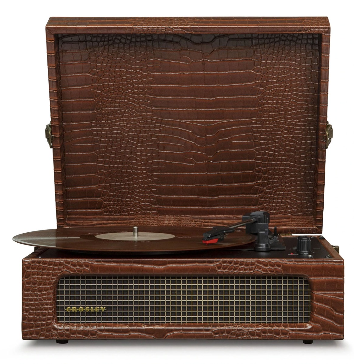 Fiftiesstore Crosley Voyager Portable Retro Platenspeler - Brown Croc - Bluetooth In/Out