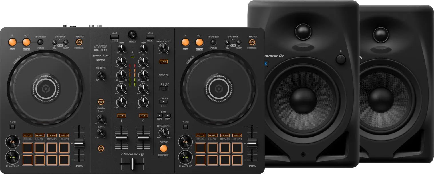 Pioneer DJ DDJ-FLX4 +  DJ DM-50D-BT Zwart