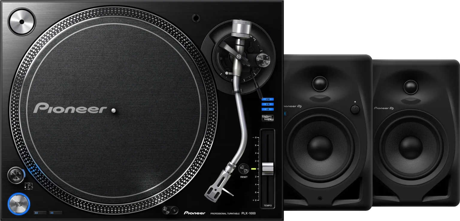 Pioneer PLX-1000 +  DJ DM-50D-BT Zwart
