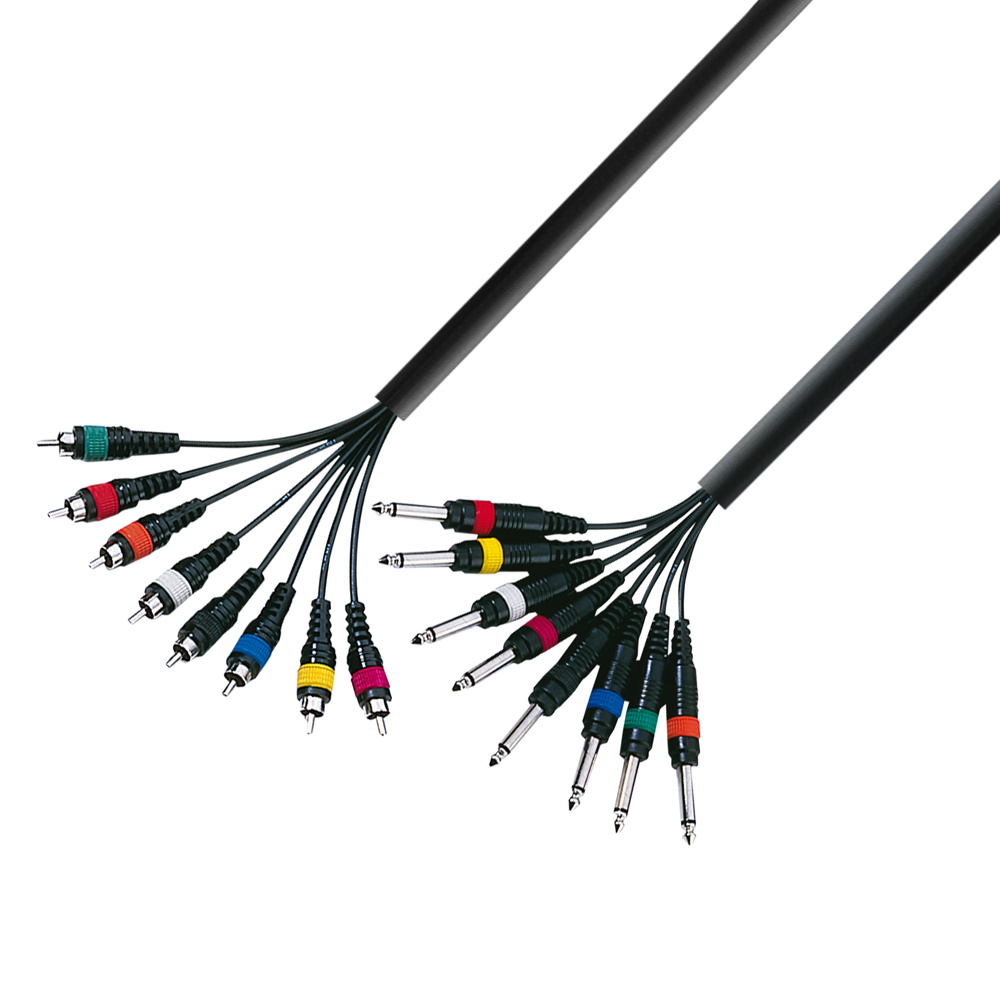 Adam Hall 3 Star L8 PC 0300 multikabel 8 x Jack TS naar 8 x RCA 3 m