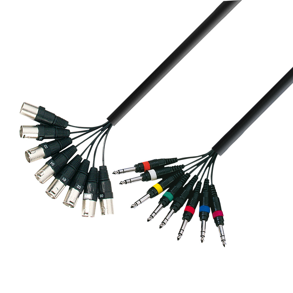 Adam Hall 3 Star L8 MV 0300 multikabel 8 x XLR male naar 8 x Jack TRS 3 m