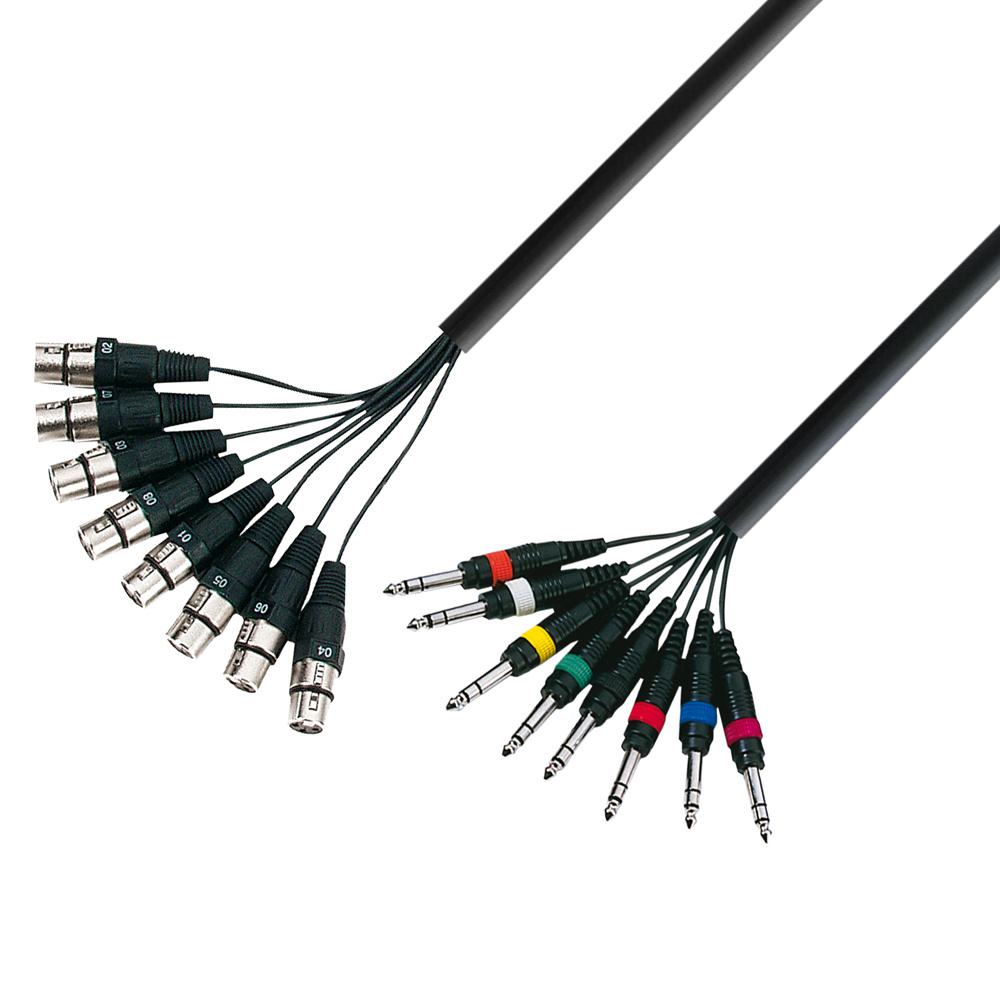 Adam Hall 3 Star L8 FV 0500 multikabel 8 x XLR female naar 8 x Jack TRS 5 m