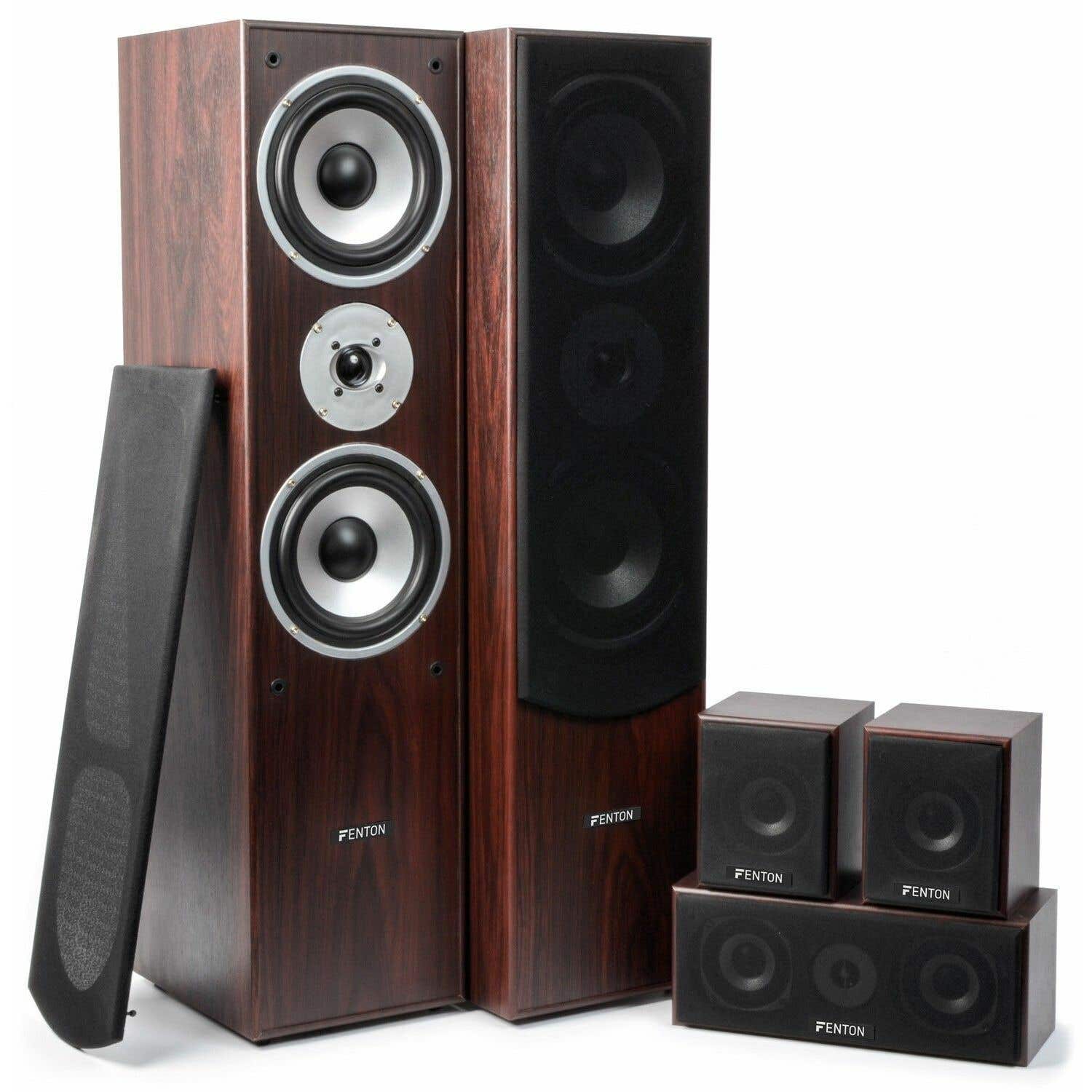 Fenton Retourdeal -  Thuis bioscoop speaker systeem - Walnoot - 5 delig