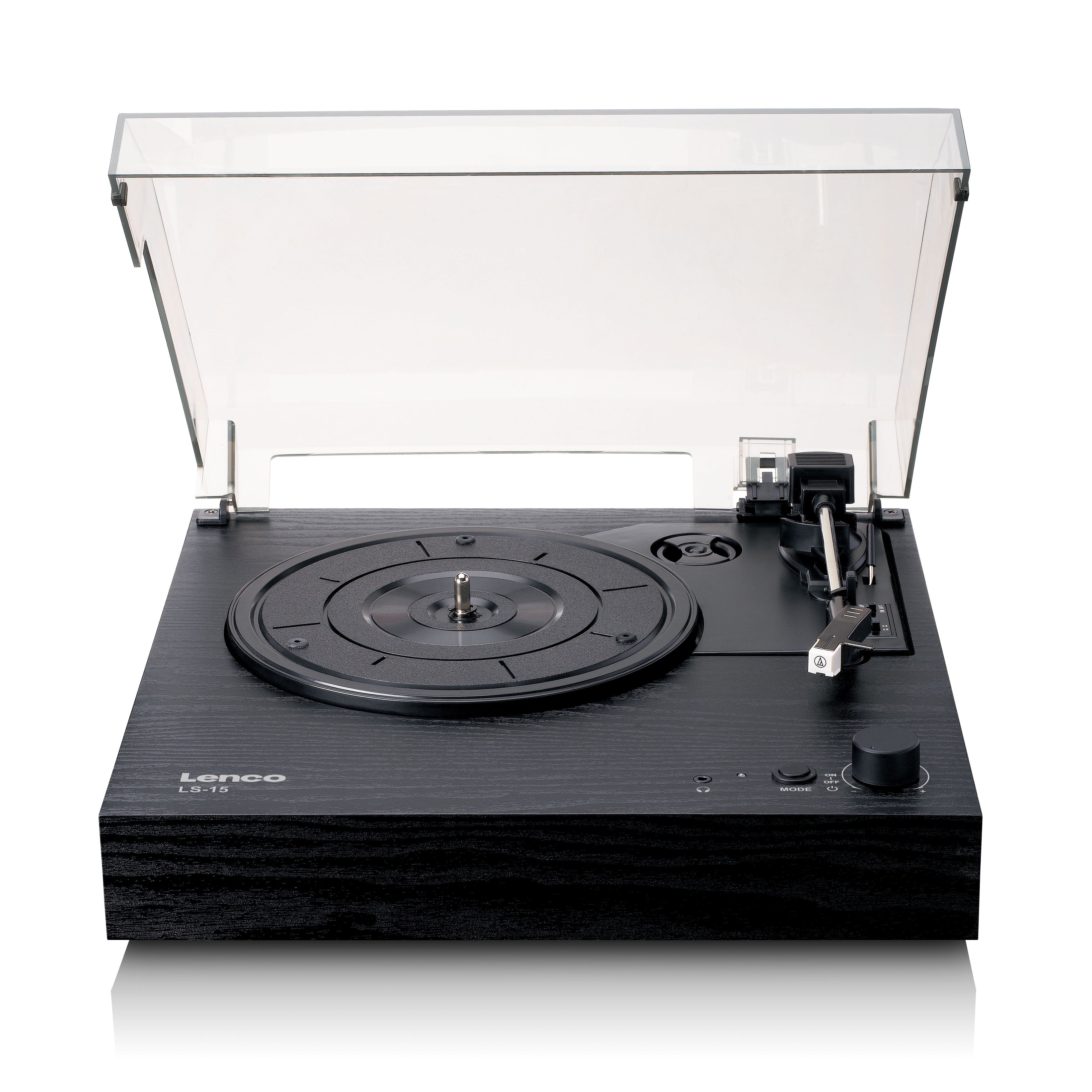 Lenco LS-15BK - Platenspeler met Bluetooth, twee ingebouwde speakers en AT3600L cartridge - Zwart