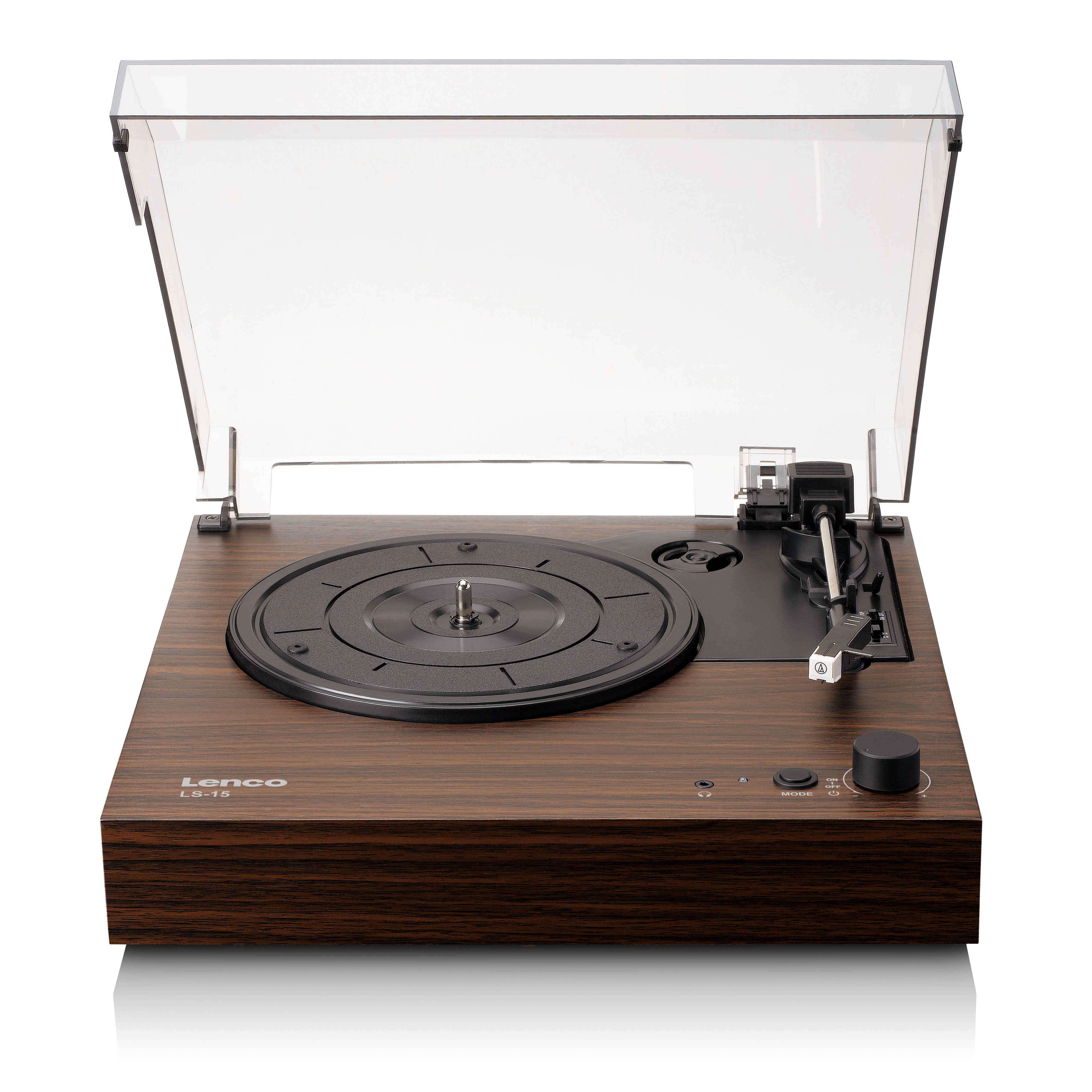 Lenco LS-15WD - Platenspeler met Bluetooth, twee ingebouwde speakers en AT3600L cartridge - Houtkleurig