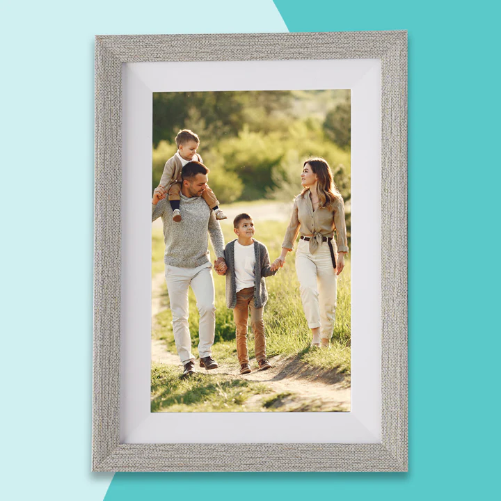 Pora&Co Digitale fotolijst 10 inch met WiFi en Frameo App wit met zilver