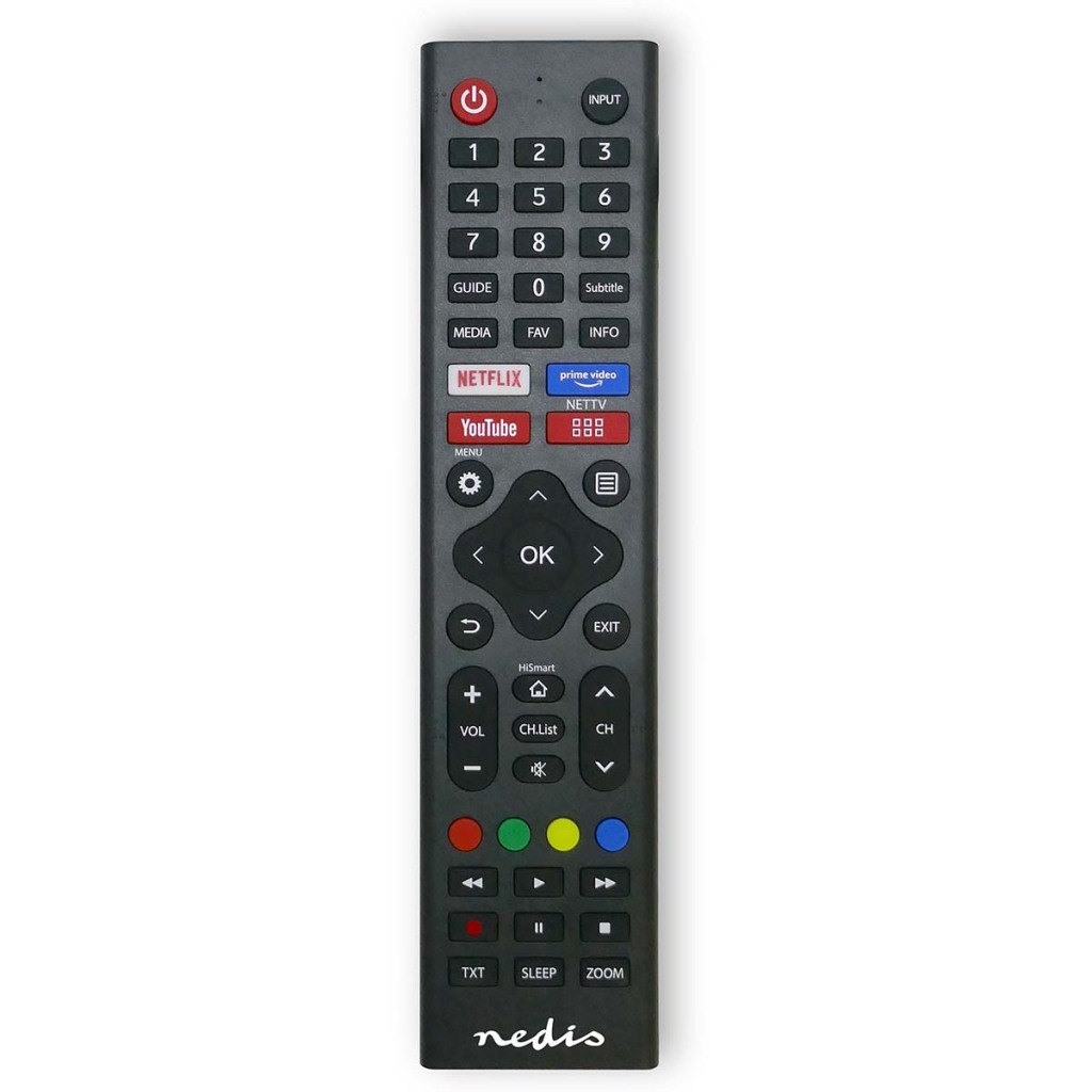 Nedis TVRC45HIBK Vervangende Afstandsbediening Geschikt Voor: Hi-sense Voorgeprogrammeerd 1 Apparaat Amazon Prime / Disney + Button / Netflix Knop / Rakuten Tv Button Infrarood Zwart