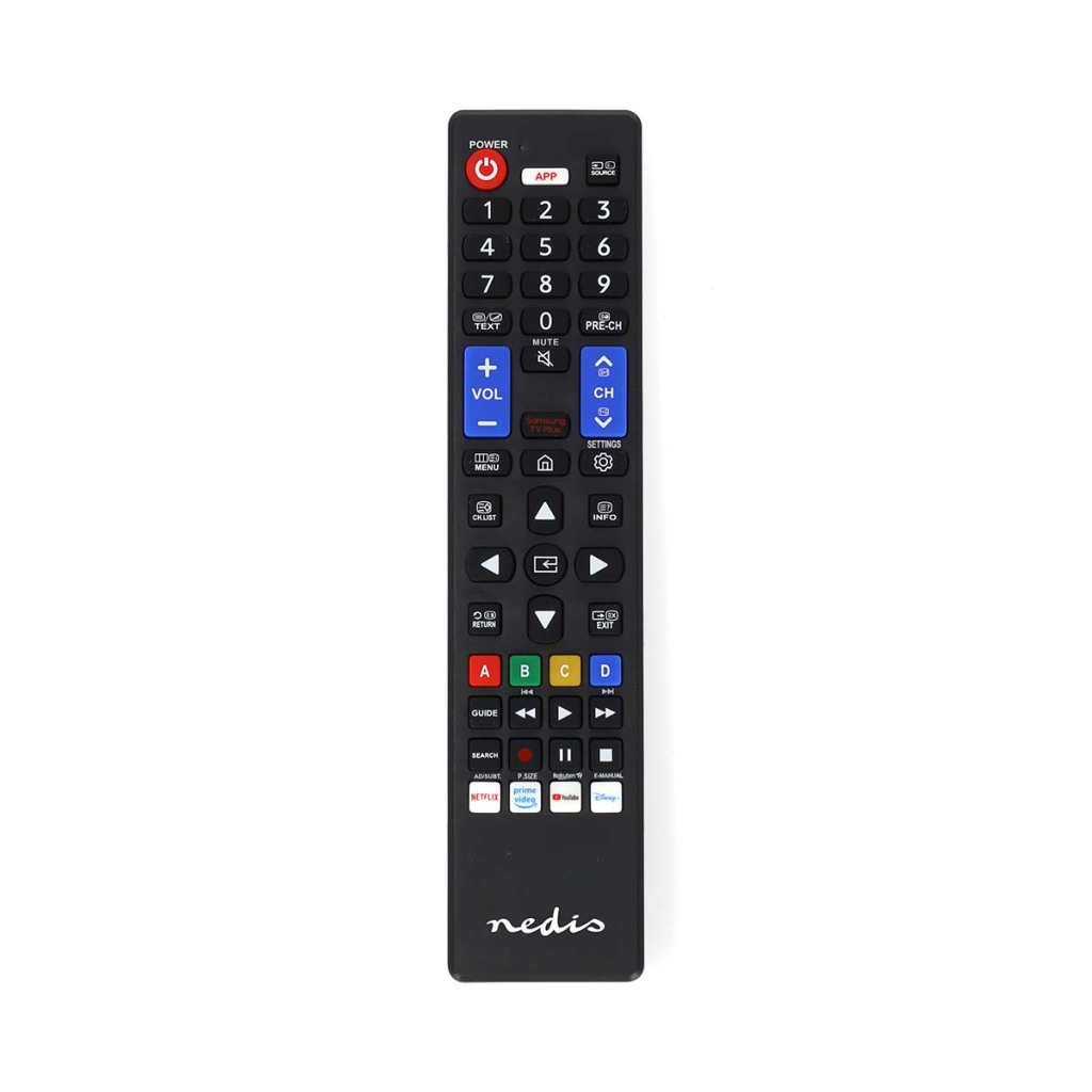 Nedis TVRC45SABK Vervangende Afstandsbediening Geschikt Voor: Samsung Voorgeprogrammeerd 1 Apparaat Amazon Prime / Disney + Button / Netflix Knop / Youtube Knop Infrarood Zwart