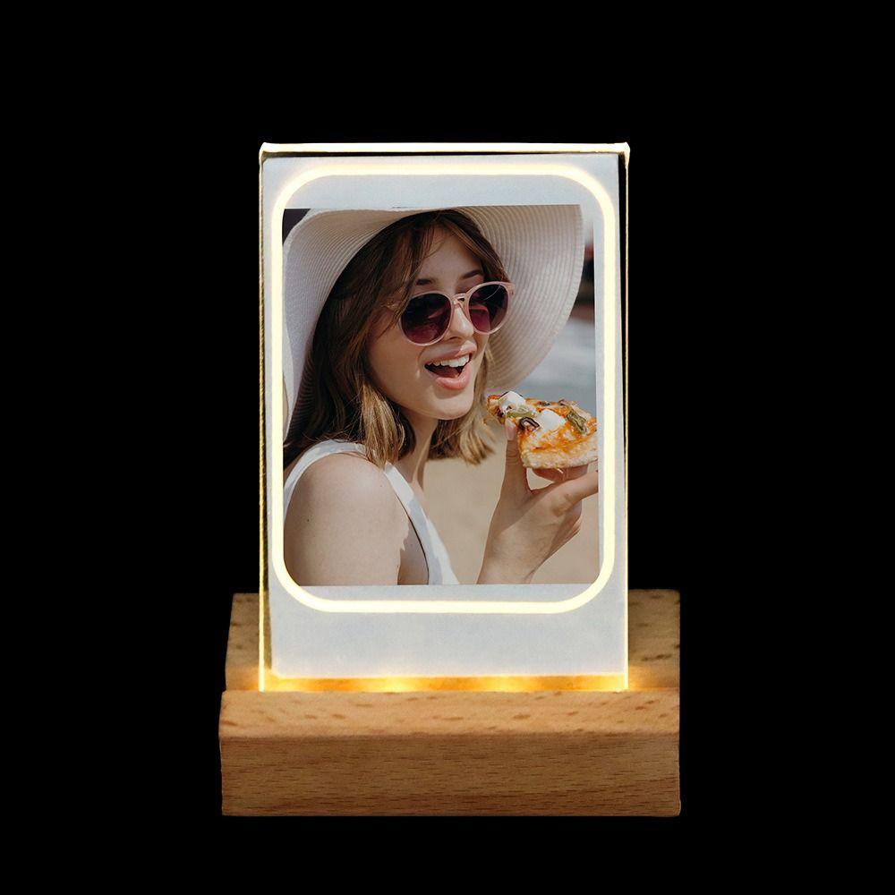 QDnuozi Vertical Picture Holder Photo Table Instant Film Camera 3 inch Photo Frame Acrylic LED Light