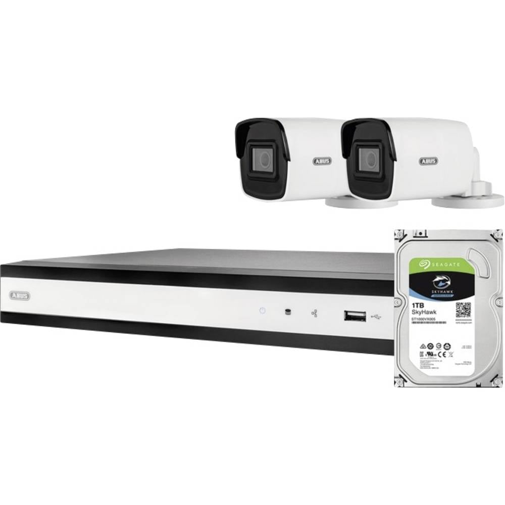 ABUS Komplett-Set mit 2 PoE Mini Tube-Kameras + Rekorder TVVR36423T IP-Bewakingscameraset LAN 1920 x 1080 Pixel