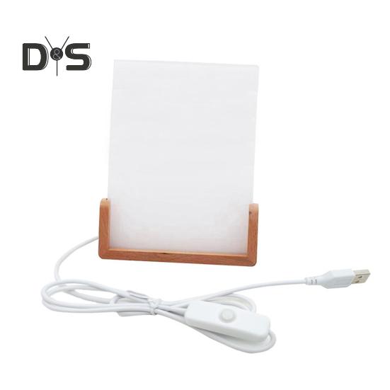 Enjoy Smart Home Sublimatie Acryl Fotolijst met LED-licht Warmtepers DIY Houten Standaard LED Verlichte Fotolijst Woondecoratie 6inch A