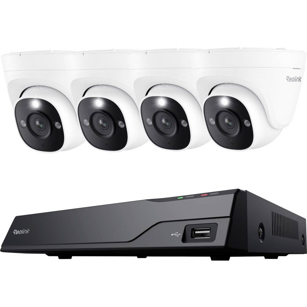 Reolink Netzwerkkamera NVS8-8MD4 IP-Bewakingscameraset LAN 8-kanaals Met 4 cameras 3840 x 2160 Pixel
