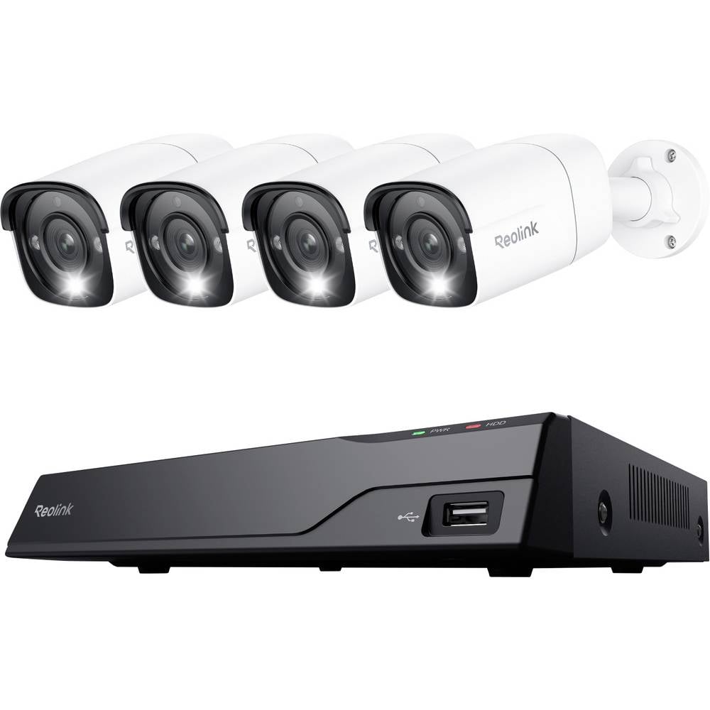 Reolink NVS8-12MB4 IP-Bewakingscameraset LAN 8-kanaals Met 4 cameras 4512 x 2512 Pixel