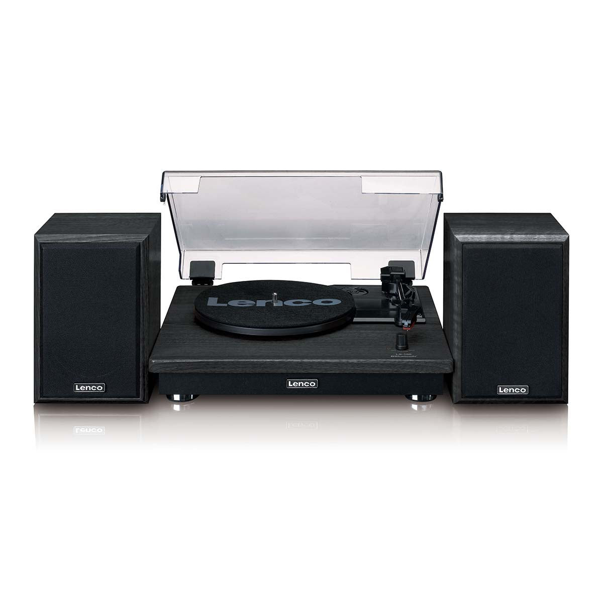 Lenco LS-100BK - Platenspeler met Bluetooth ontvangst en twee externe speakers - Zwart