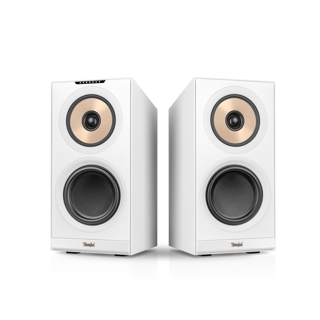 Teufel Stereo M 2 Wifi Streaming Vloerluidsprekerpaar Geïntegreerde Versterker 3-kanaals systeem Wit