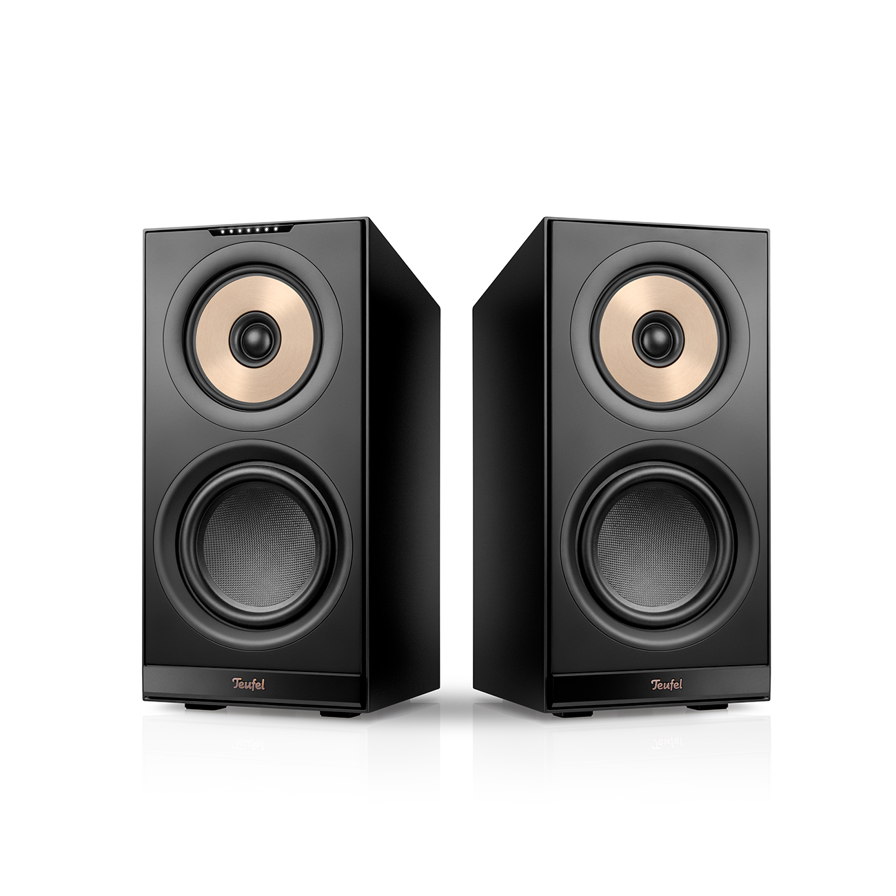 Teufel Stereo M 2 Wifi Streaming Vloerluidsprekerpaar Geïntegreerde Versterker 3-kanaals systeem Zwart