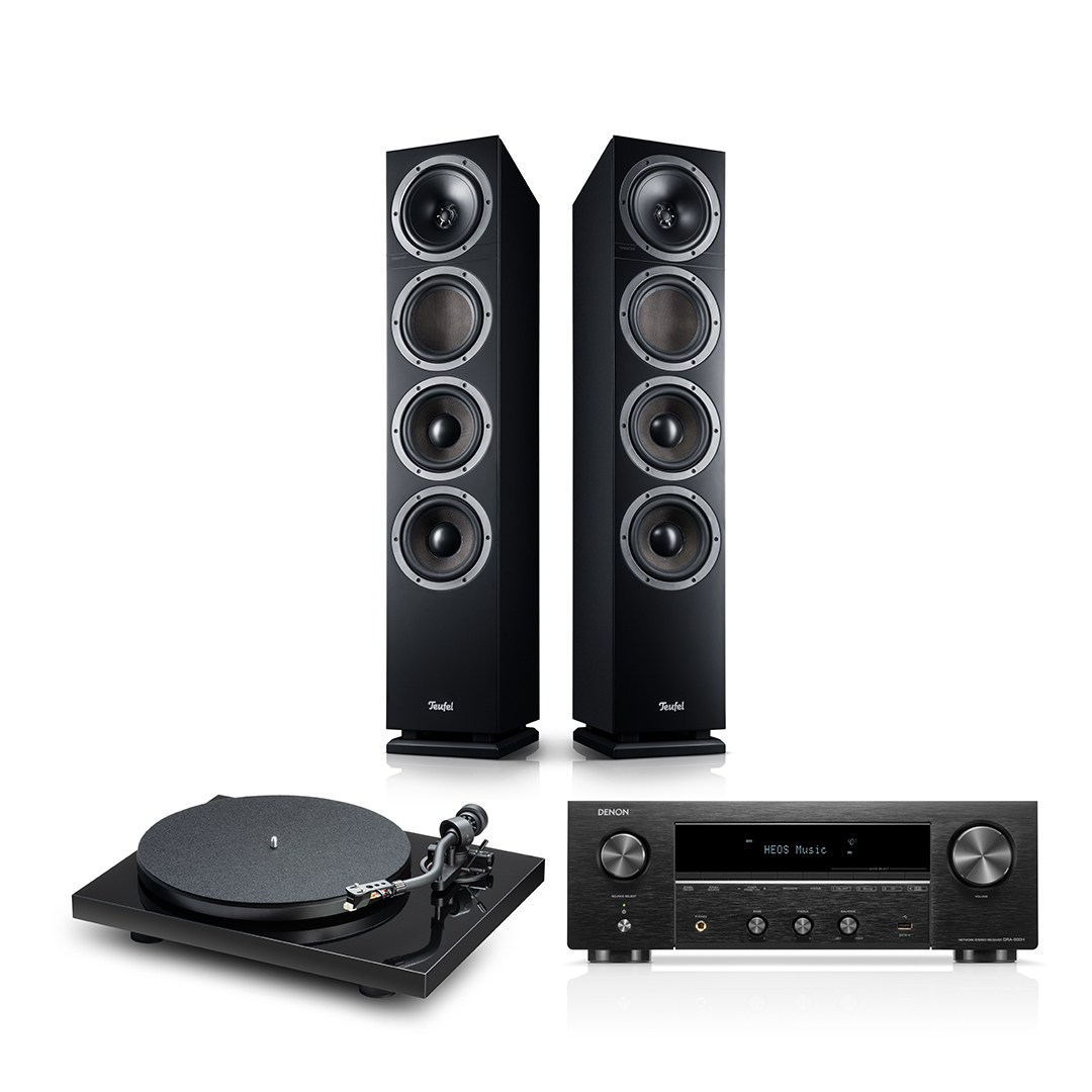 Teufel THEATER 500 + DENON DRA-900H + Pro-Ject Debut S Phono Zwart