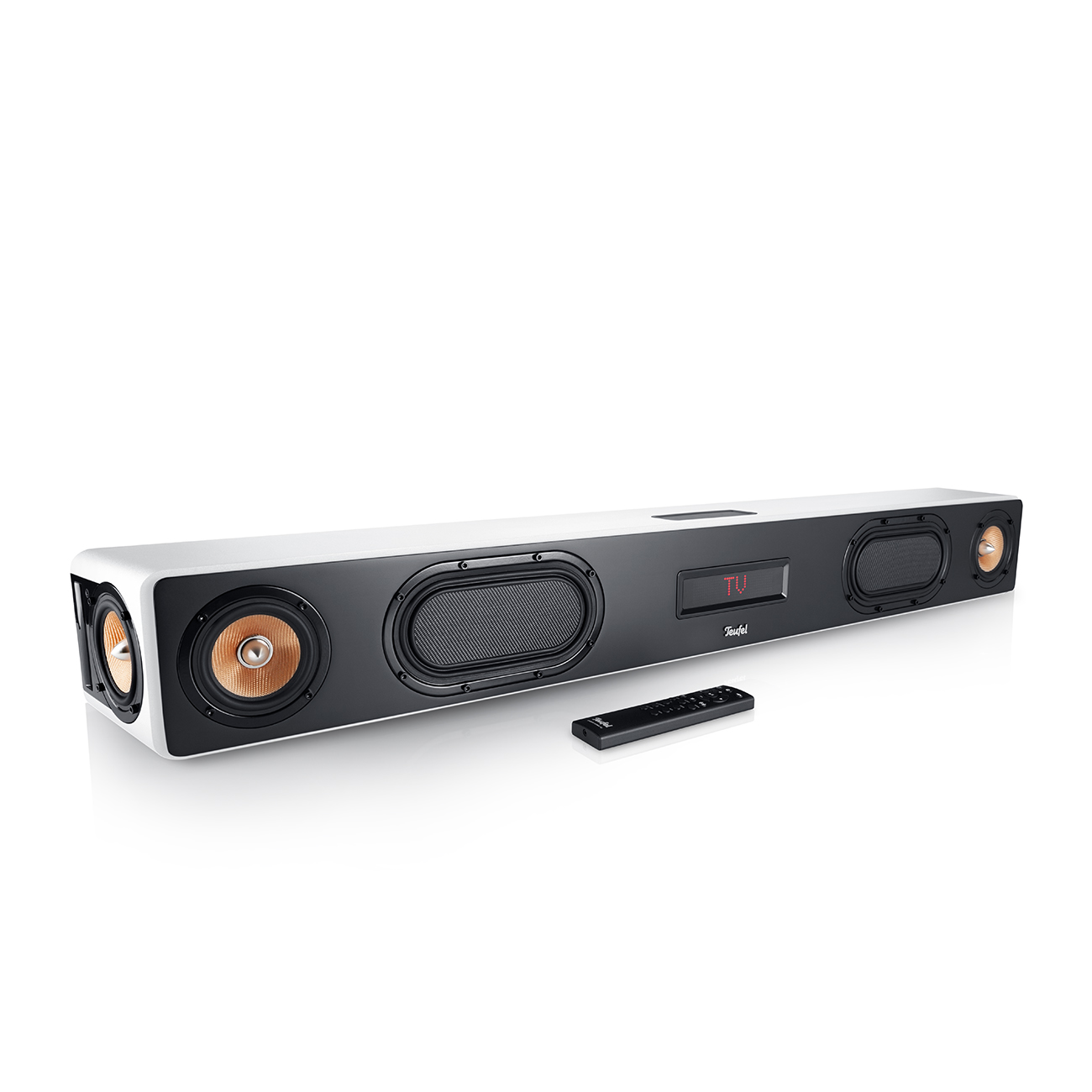 Teufel Cinebar Ultima Performance Soundbar Bluetooth Virtual Surround Geïntegreerde subwoofer Wit