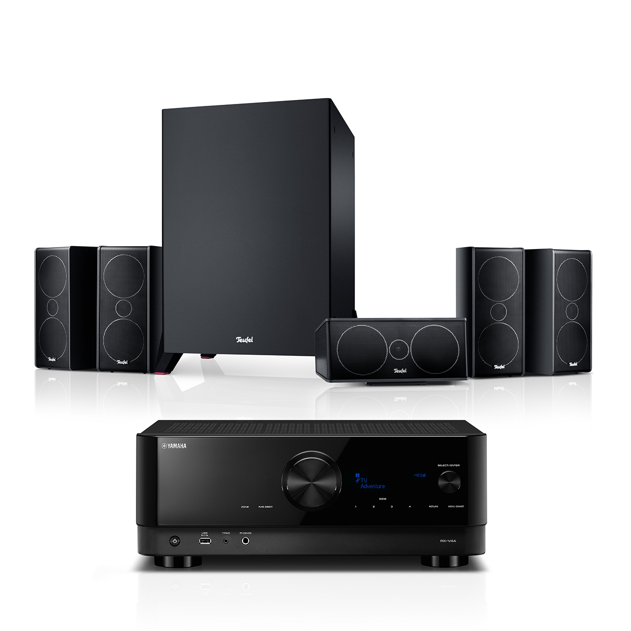 Teufel CONSONO 35 + Yamaha RX-V4A 5.1-Set Zwart