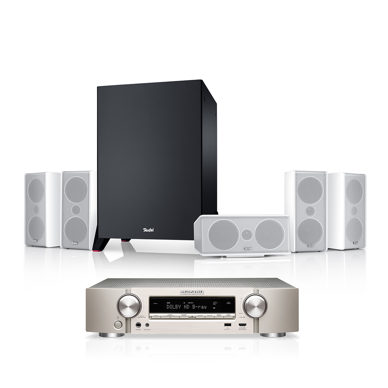 Teufel Consono 35 AVR 5.1-Set Wit/zwart/Silber-Gold