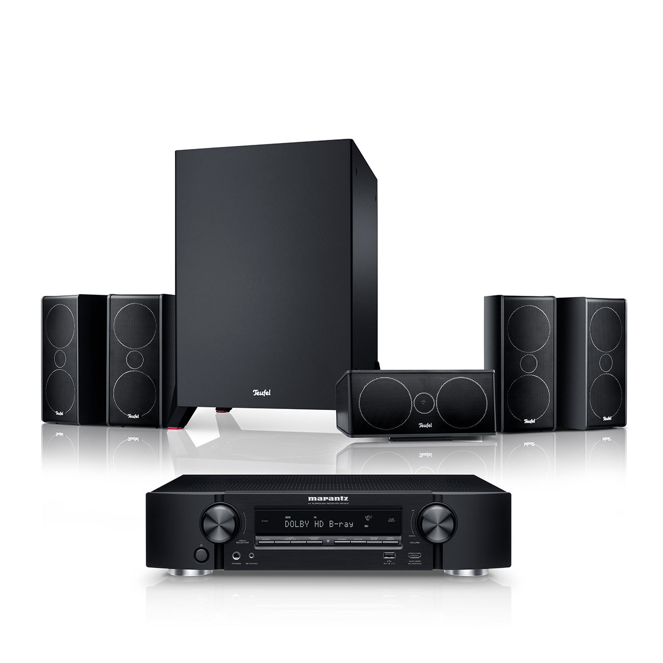 Teufel Consono 35 AVR 5.1 Home Cinema Set met AV receiver Zwart/Zwart