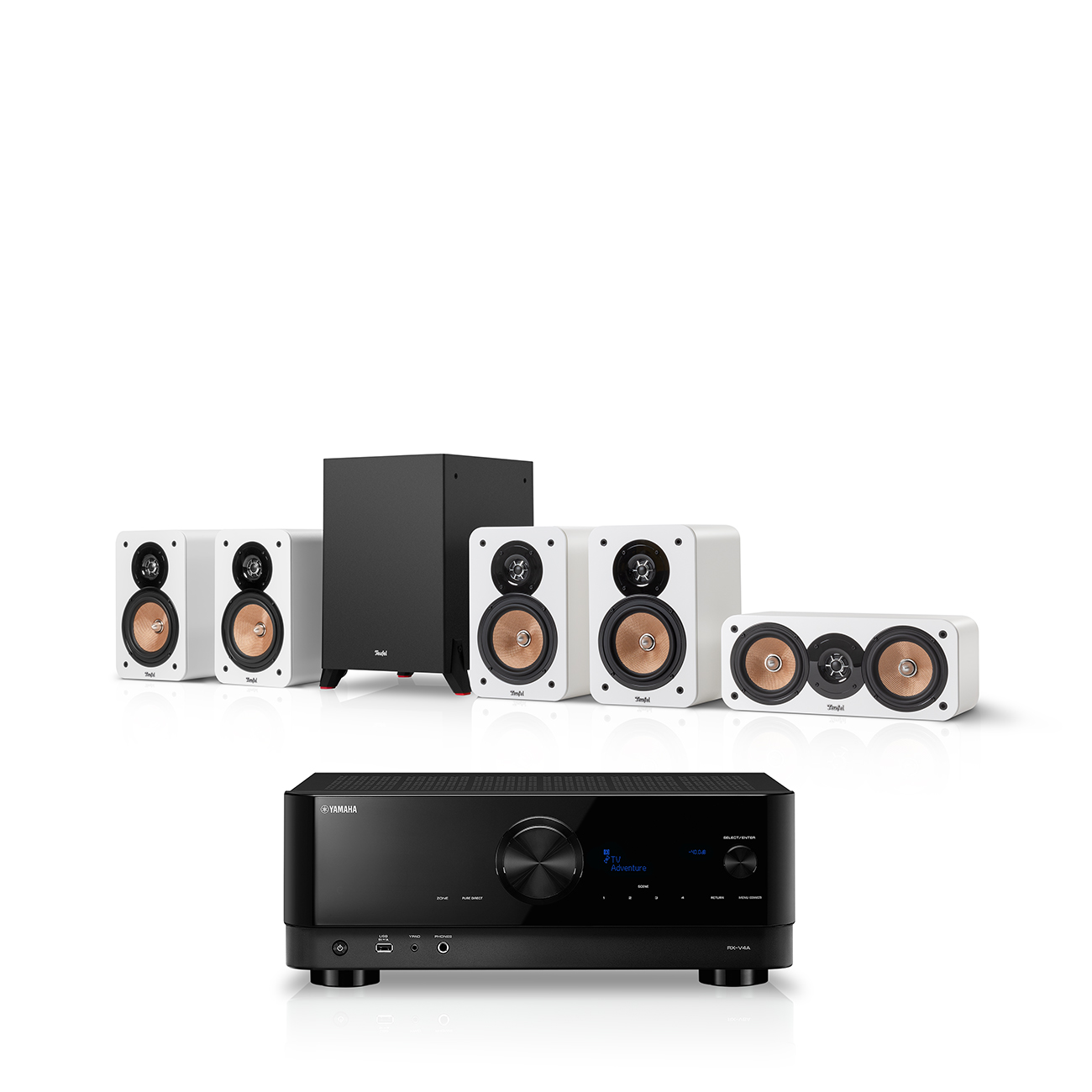 Teufel ULTIMA 20 Surround + Yamaha RX-V4A 5.1-Set Wit