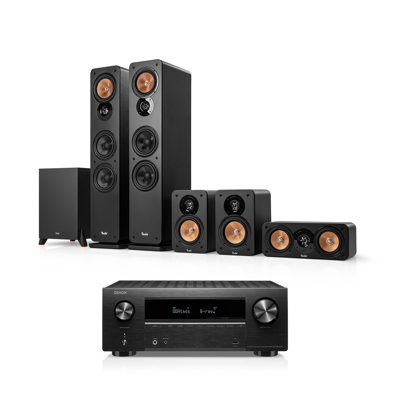 Teufel ULTIMA 40 Surround + DENON X2800H DAB 5.1-Set Zwart