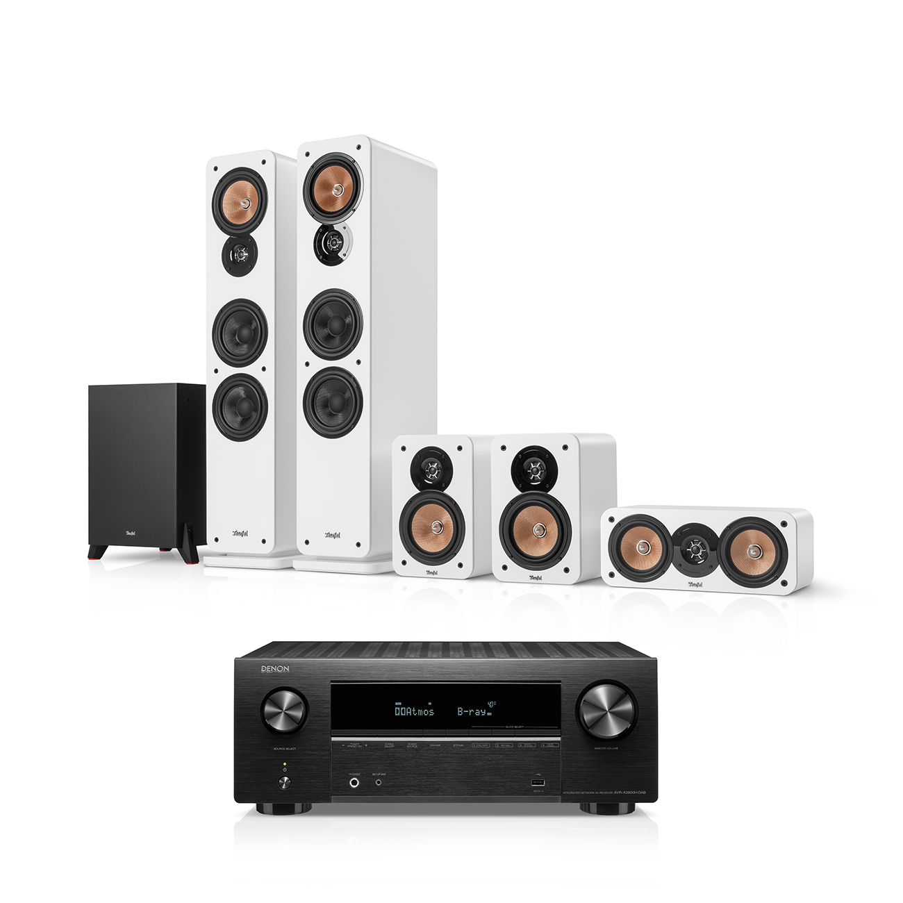 Teufel ULTIMA 40 Surround + DENON X2800H DAB 5.1-Set Wit/zwart