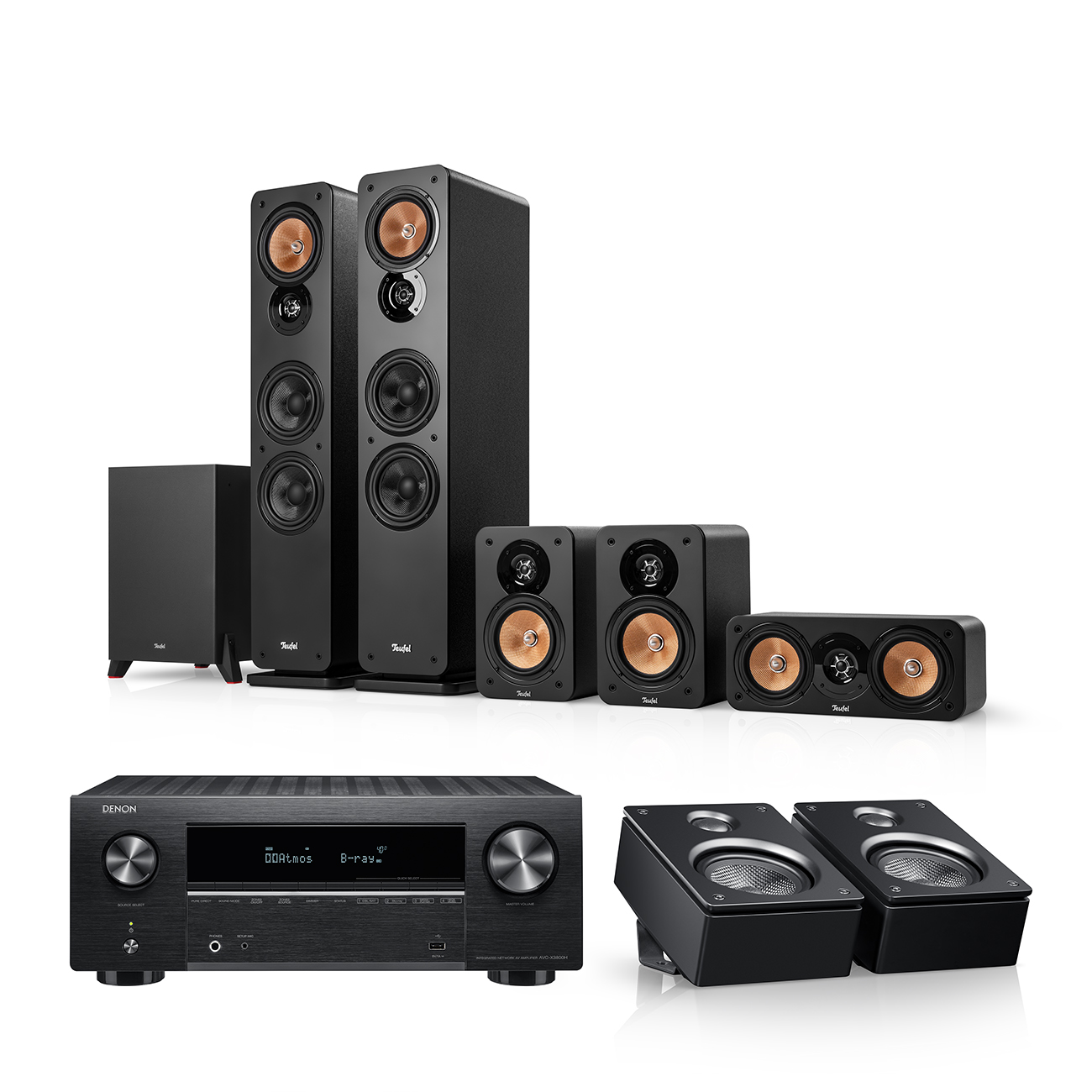Teufel ULTIMA 40 Surround + DENON X3800H voor Dolby Atmos Zwart