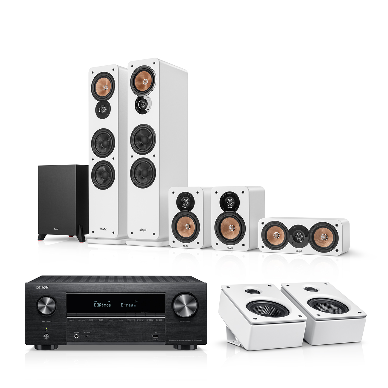 Teufel ULTIMA 40 Surround + DENON X3800H voor Dolby Atmos Wit