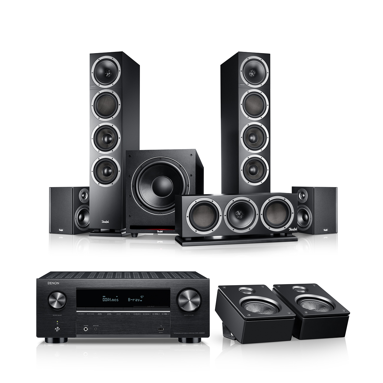 Teufel THEATER 500 Surround + DENON X3800H Dolby Atmos 5.1.2 Zwart