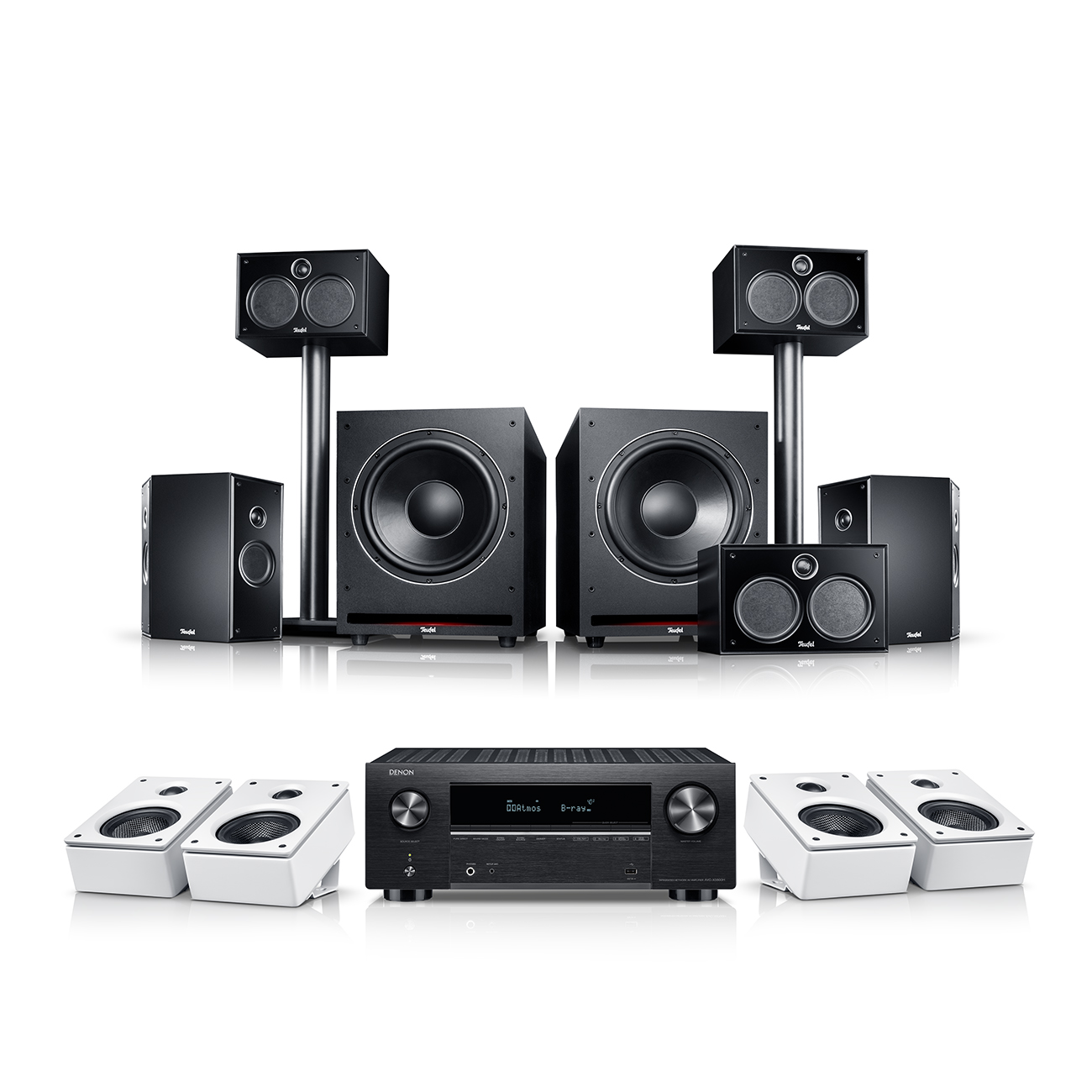 Teufel SYSTEM 6 THX + DENON X3800H voor Dolby Atmos 5.2.4-Set Zwart/wit