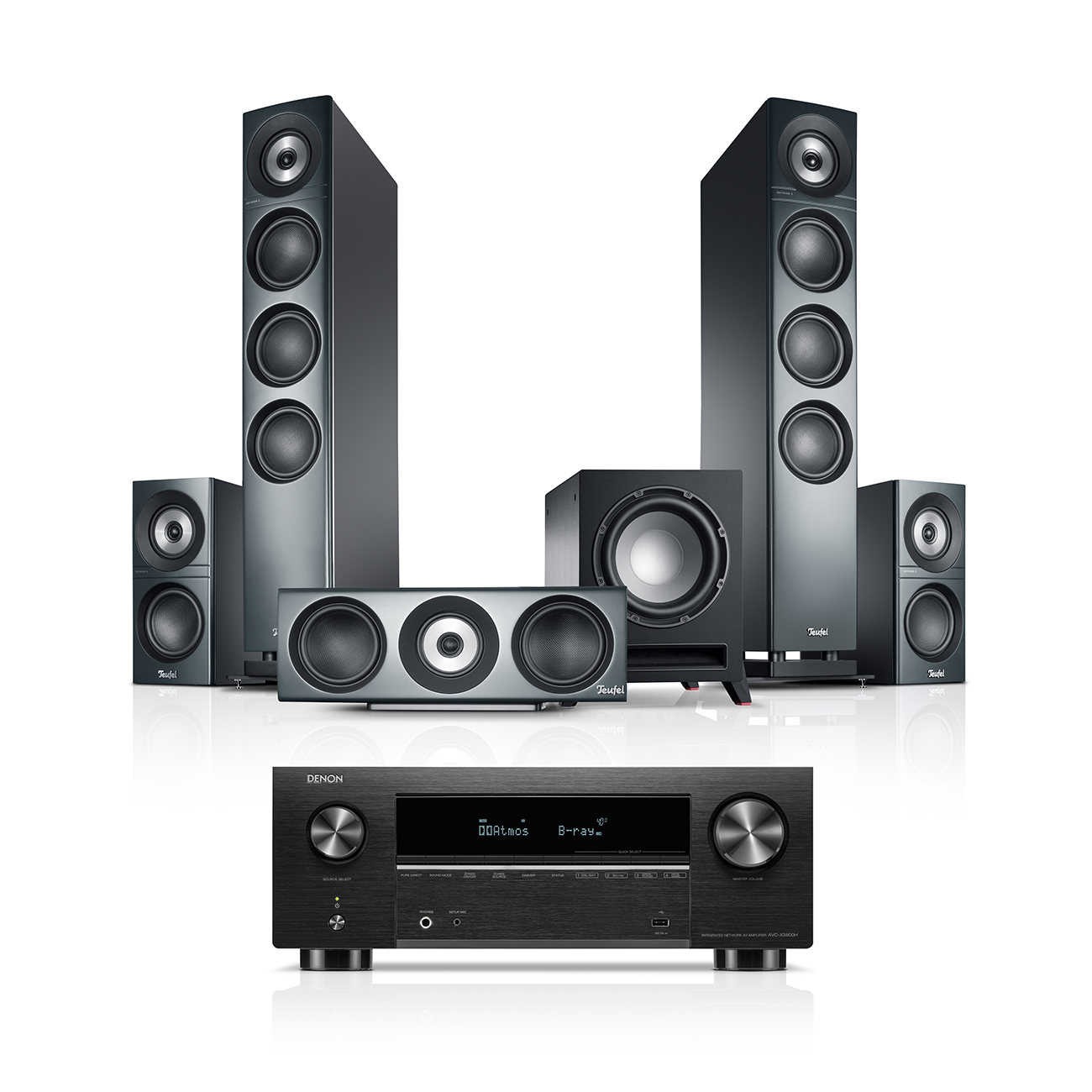 Teufel Definion 3 Surround + Denon X3800H 5.1-Set Antraciet