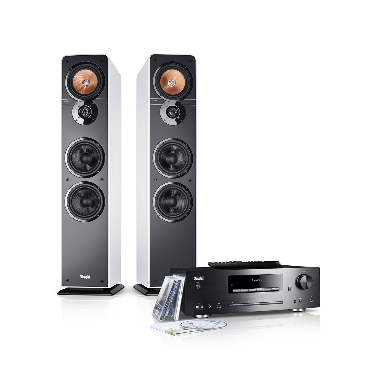Teufel Ultima 40 Combo High-End Stereo Systeem met CD en MP3 player Bluetooth Subwoofer Wit