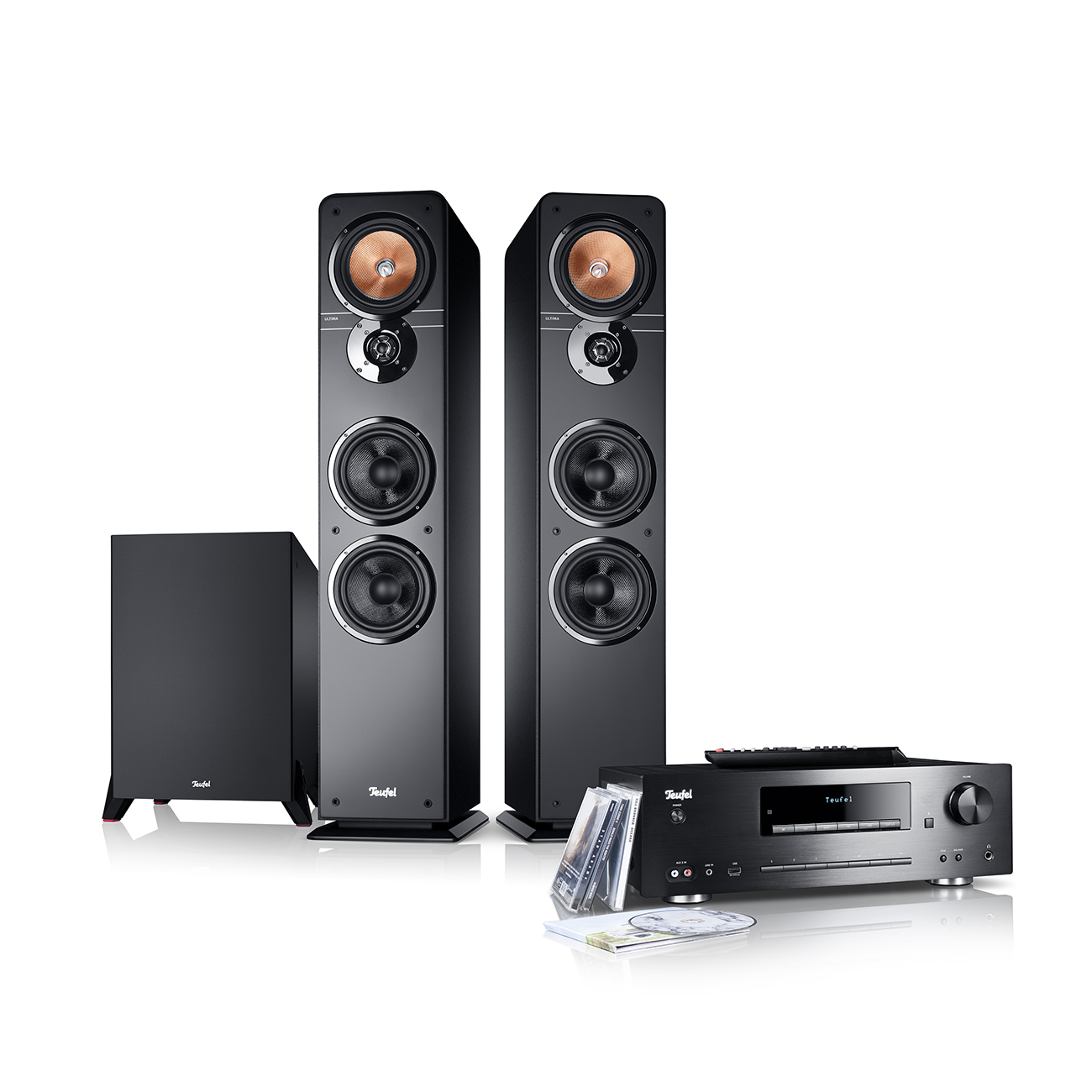 Teufel Ultima 40 Kombo Power Edition Stereo-installatie met subwoofer 3-kanaals opbouw Zwart